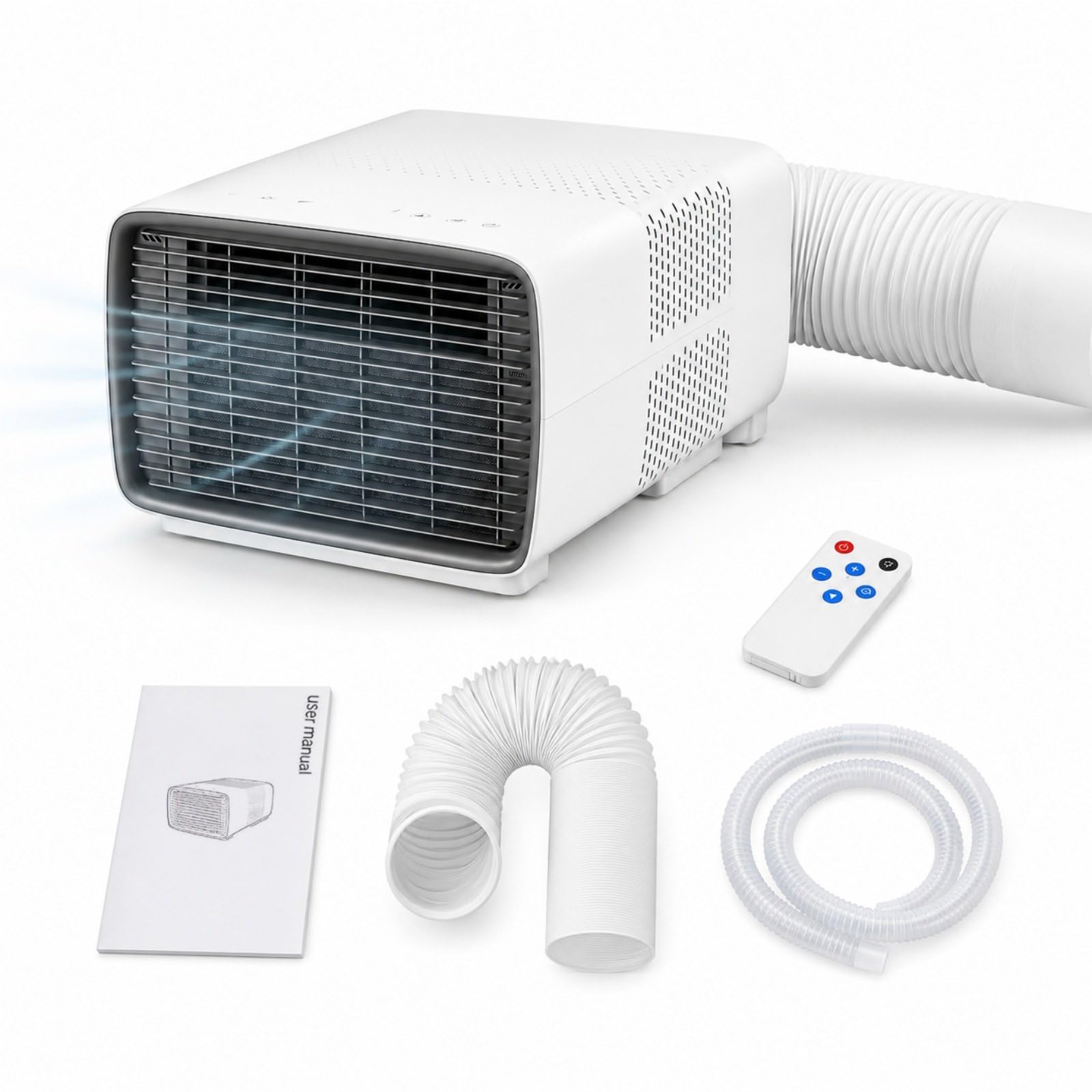 Mobile Klimaanlage für Schlafzimmer und Büro, 900W Kühlleistung, 280W Eingangsleistung, 45 dB Leise, 1-12H Timer, Digitalanzeige, Fernbedienung, Kühlen Trocknen Lüften