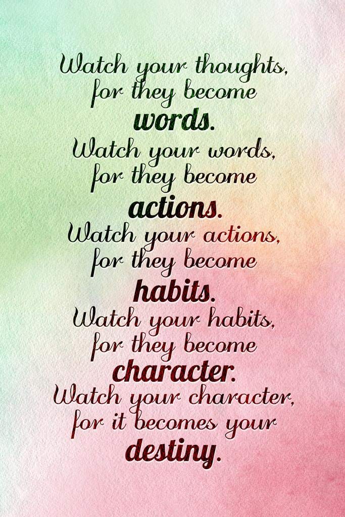 Laminated Watch Your Thoughts Watercolor Motivational Inspirational Teamwork Quote Inspire Quotation Gratitude Positivity Support Motivate Good Vibes Social Work Poster Dry Erase Wall Art 12x18
