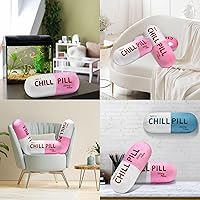 Vista 3 de HZ MY Chill Pill Pillow - Almohada rosa súper suave para una máxima relajación, almohadas divertidas - Cojín decorativo moderno y estético