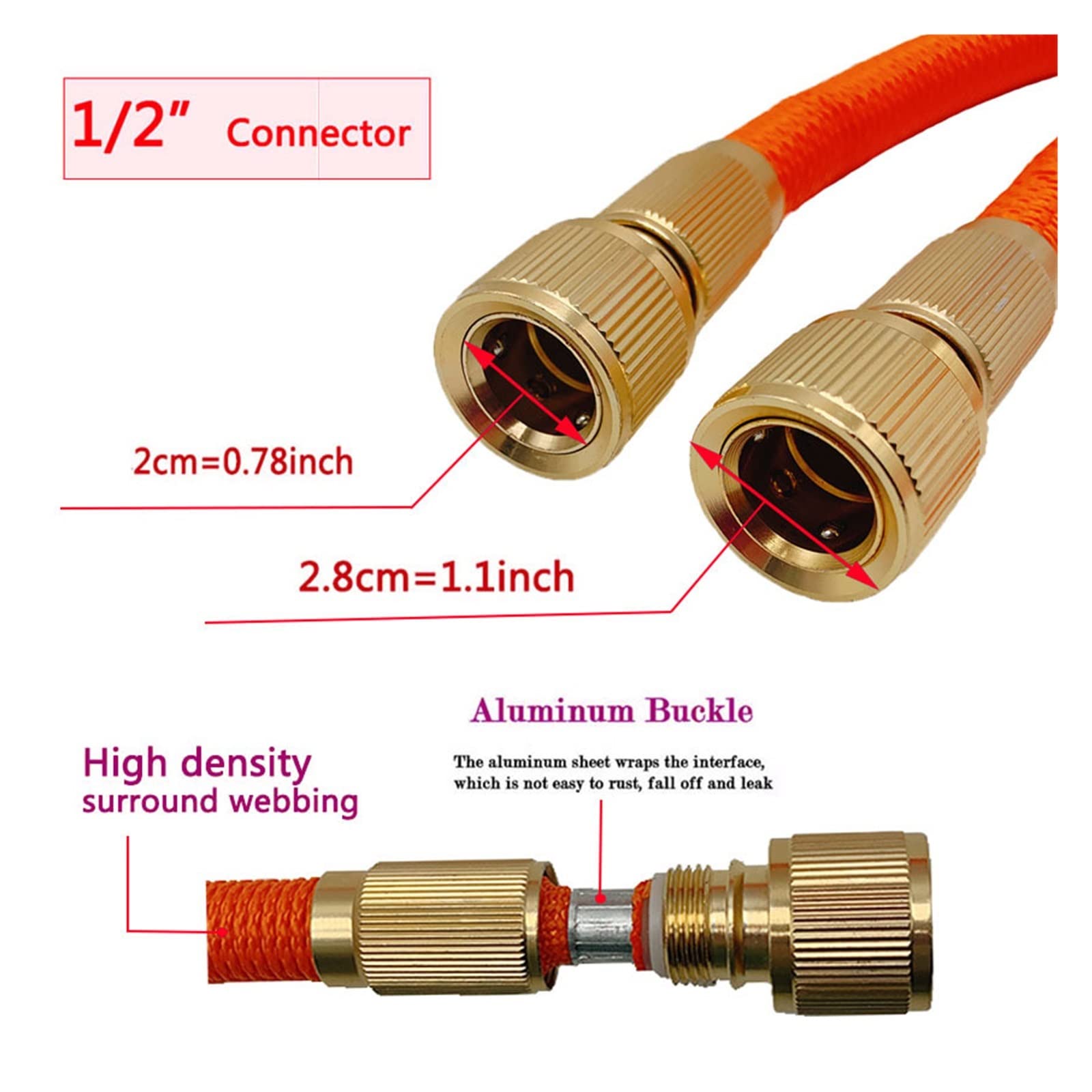 Manguera de riego de jardín Flexible, Lavadora de Coche de Alta presión portátil for Limpieza, Manguera de jardín Extensible, riego por Boquilla(Hose Set,125ft)