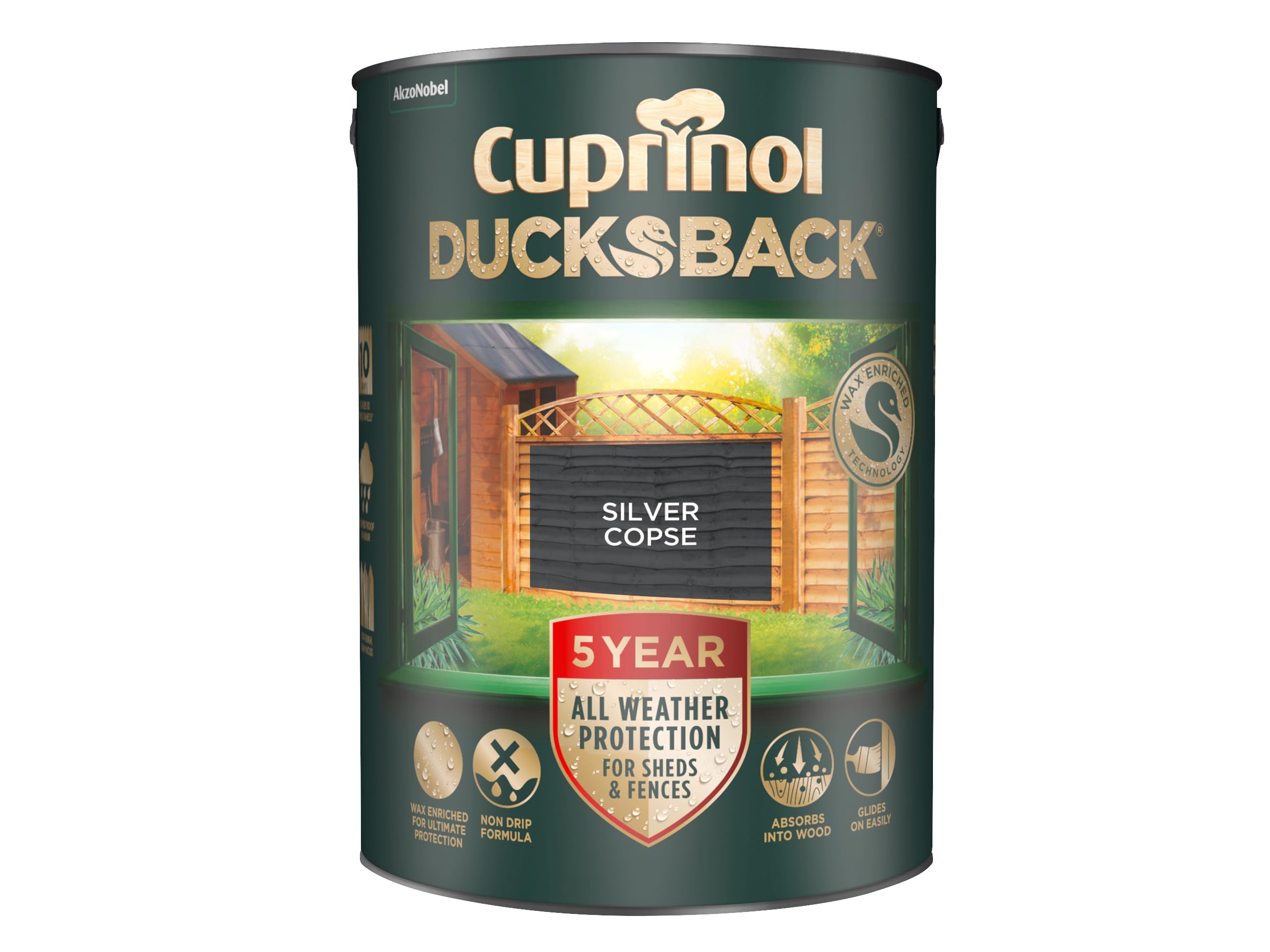 Cuprinol Ducksback Shed & Fence Paint - Silver Copse - 5L