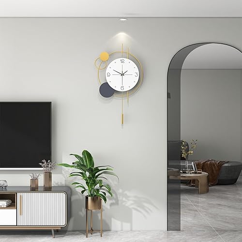 Miniatura 4 de Reloj de pared grande para decoración de sala de estar, moderno reloj de pared decorativo de metal dorado para dormitorio, cocina, oficina, reloj de