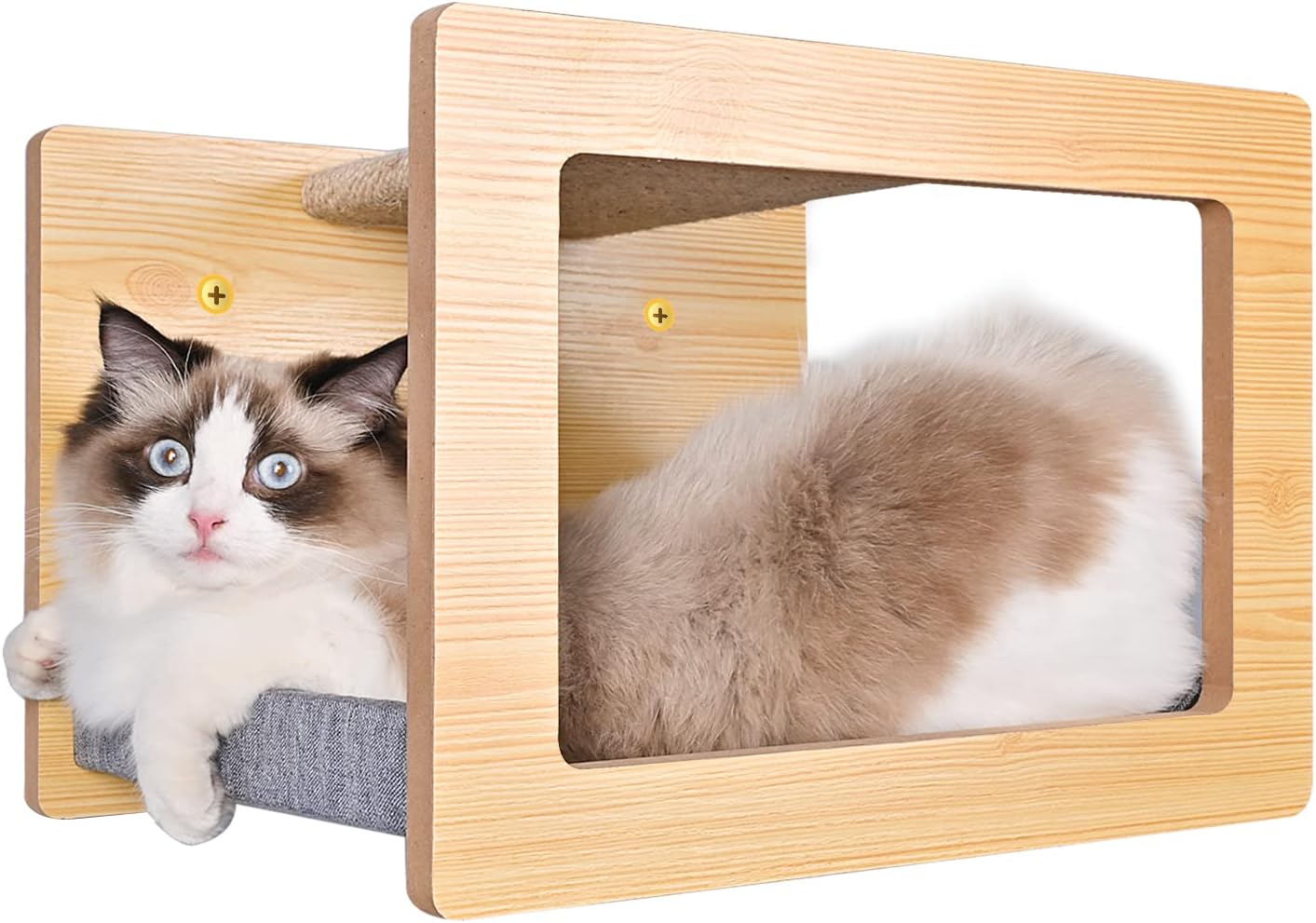 Cat Bed Wall Mounted, Wooden Cat Furniture, Cat's House, Cats Perch, Cat Tree, Cat Shelves (Rectangle)