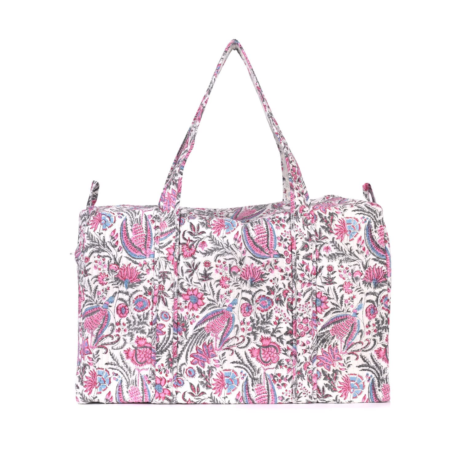block n style Duffle Bag | 100% Cotton Handblock Printed Travel/Gym Duffle Bag-Small (49 * 29 * 20 cm)-picture-46