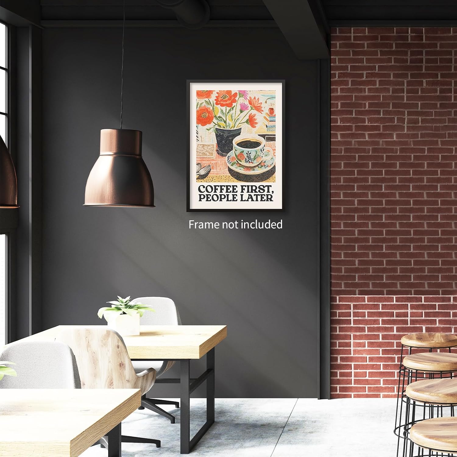 MWZUPQ Fashion Espresso Coffee Poster - Vintage Floral Aesthetic Wall Art Canvas Prints for Kitchen and Bar Decor - People Later - 12x16 Inch Unframed