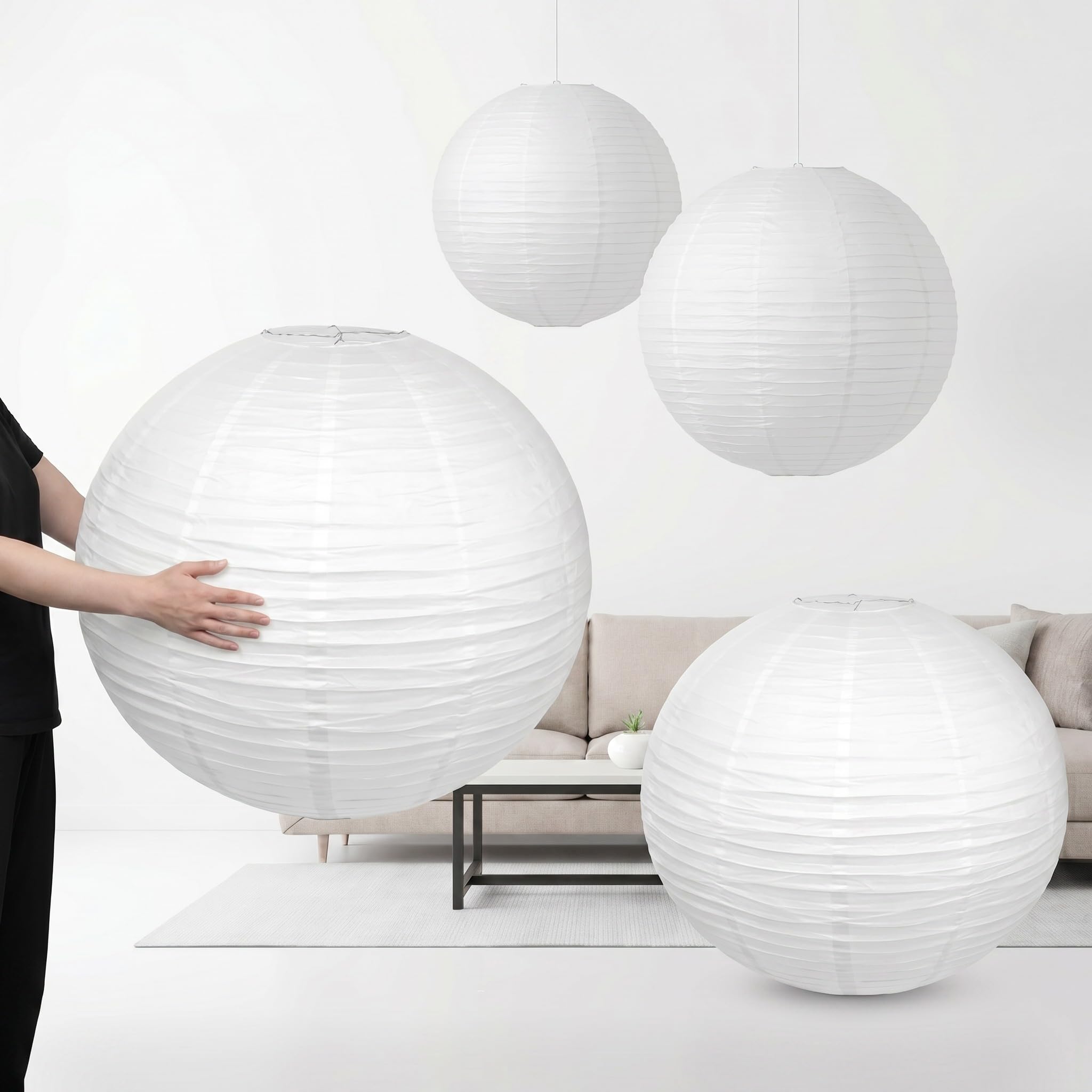 Woanger 4 Pack 30 Inch Large Paper Lantern Shade Jumbo White