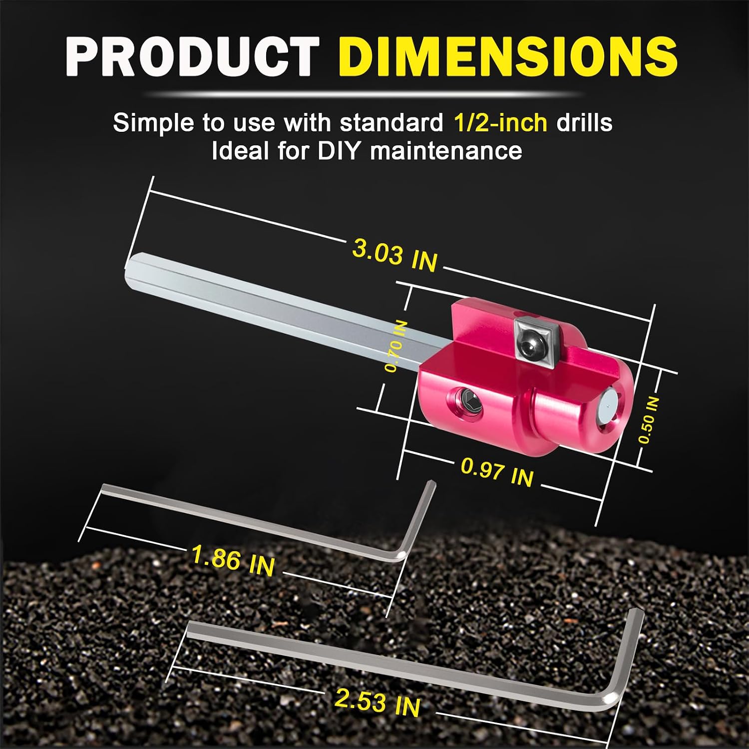 Premium 1/2'' PVC Pipe Reamer with 1/4-Inch Hex Shaft, Plastic Pipe Fitting Reamer for Sch. 40 PVC, CPVC, and ABS Fittings - Cleans Leftover Pipe & Solvent Cement Residue, Fits Standard 1/2" Drills