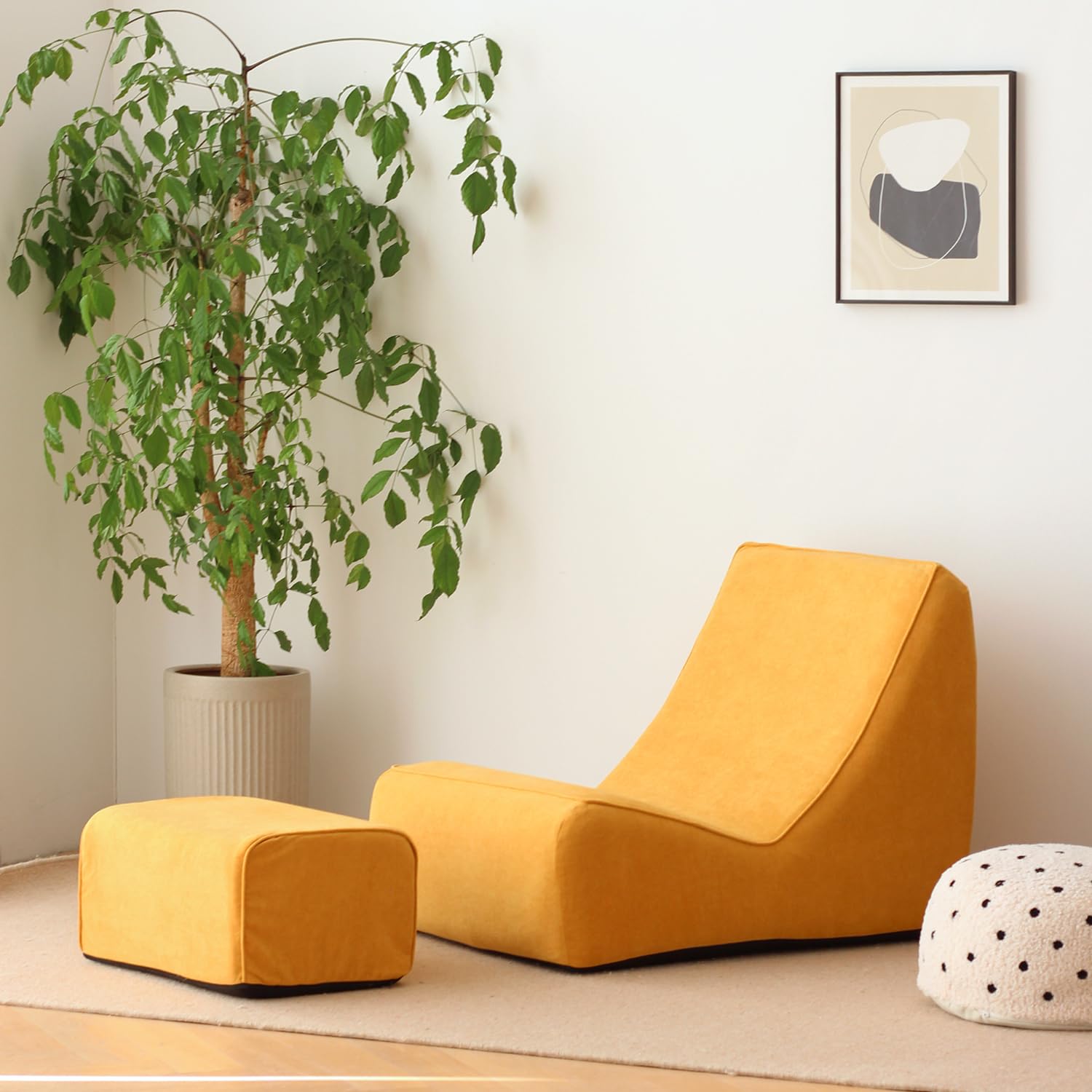 N&V Single Seated Foam Sofa Armless Floor Sofa with High Density Foam Removable and Machine Washable Cover (Burnt Yellow)