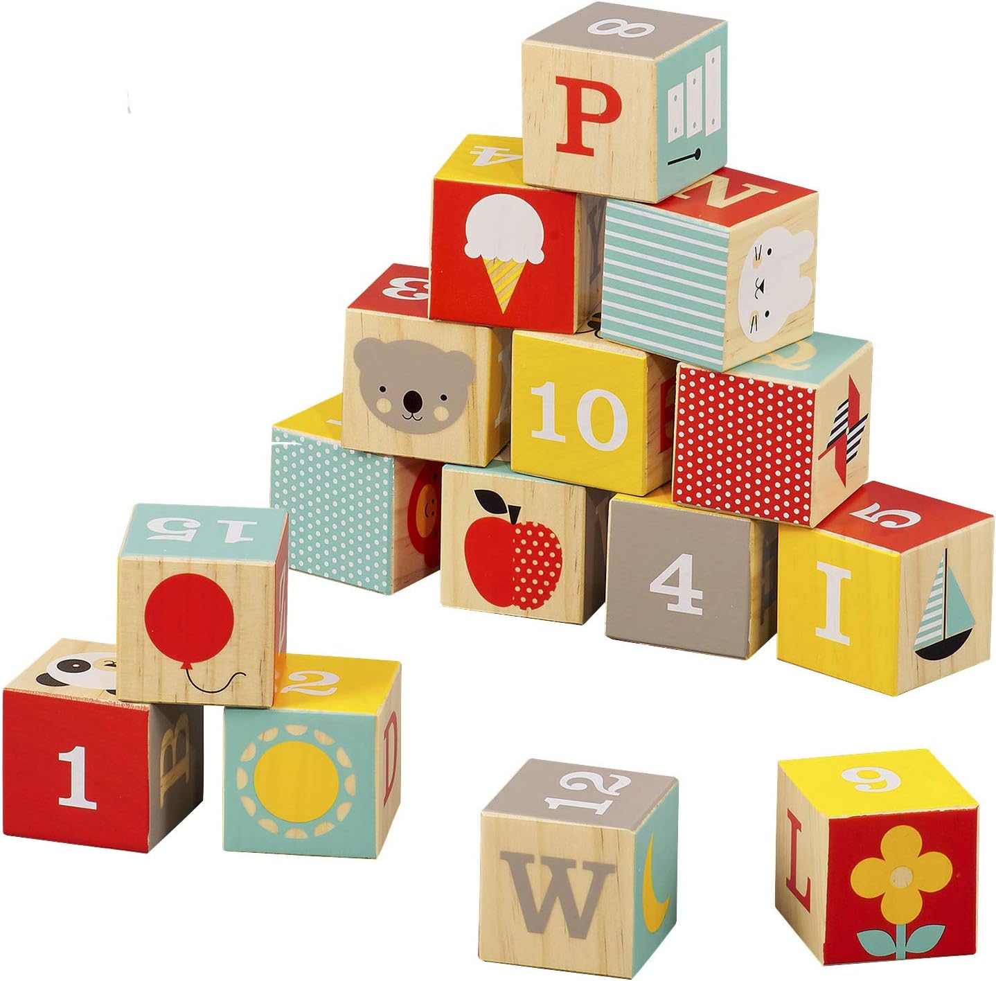 Petit Collage Eco-Friendly ABC Wooden Blocks, Set of 15 – Solid Wooden Blocks for Kids 12 Month and Older – Wooden Alphabet Blocks Measure 1.75” Each, Activity Toys Designed with Safe Materials