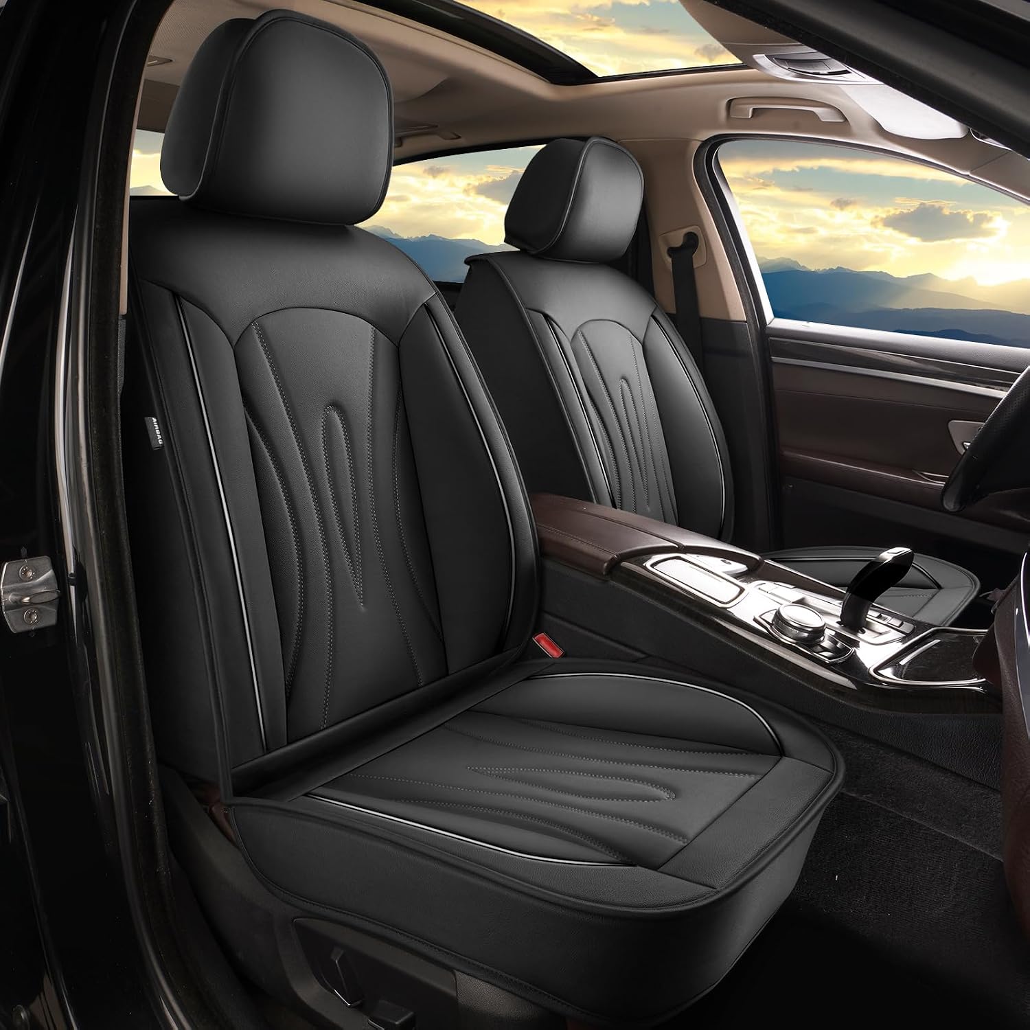 2 Front Car Seat Covers Fit for BMW 7 Series 2011-2025 2026 Faux Leather Waterproof Seat Cushions Vehicle Cushion Covers Seat Protector Compatible with Airbag(2 Seats,Black)