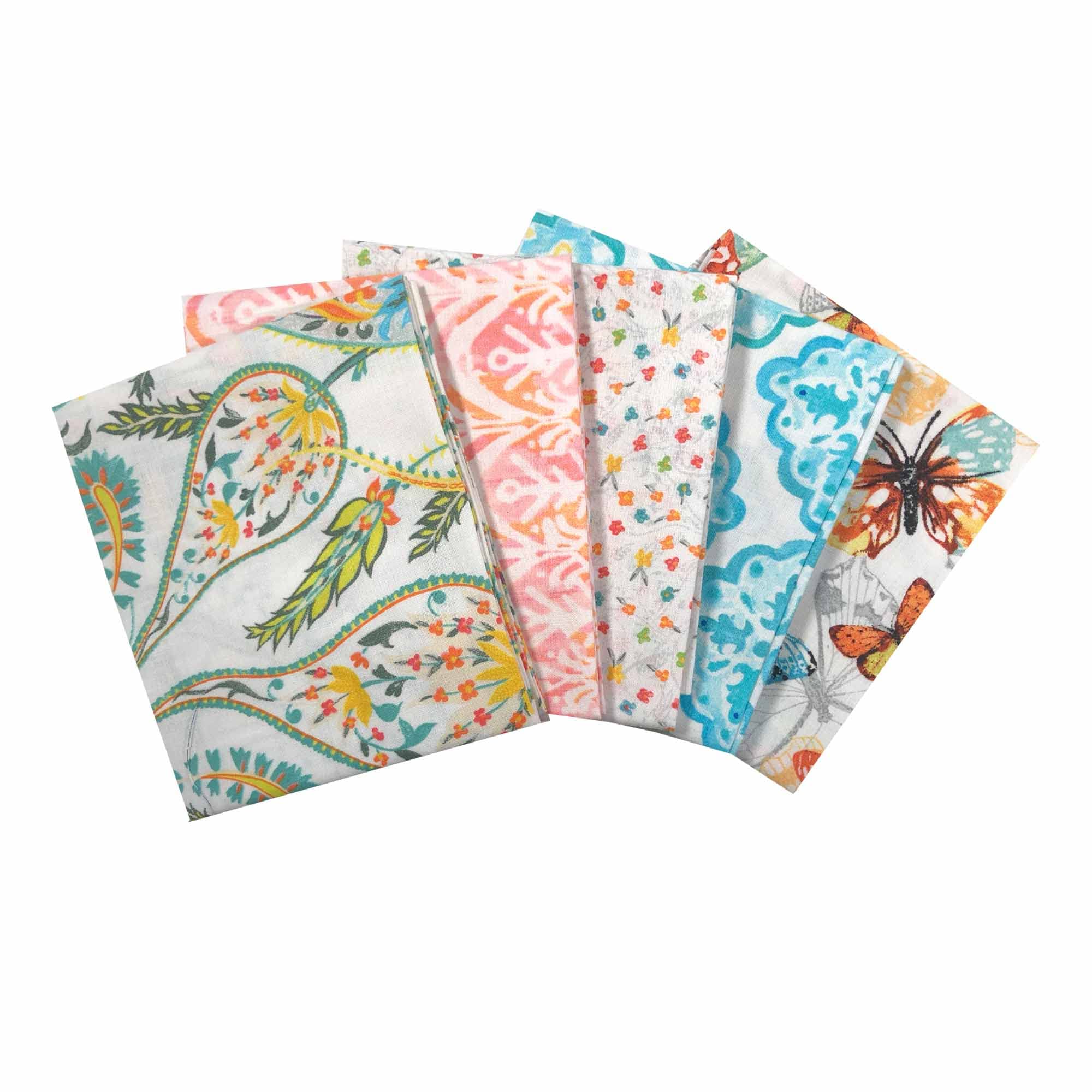 Fabric Palette Bohemian Cotton Fat Quarter Bundle Pack of 5-100% Cotton Fabric (Ideal for Crafts, Quilting, Patchwork)