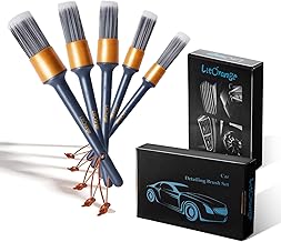 Car Detailing Brush Set, 5 Pcs Different PET & PPT Mixed ​Fiber Plastic Handle Automotive Detail Brushes for Cleaning Interior, Exterior, Wheels, Rims and Leather