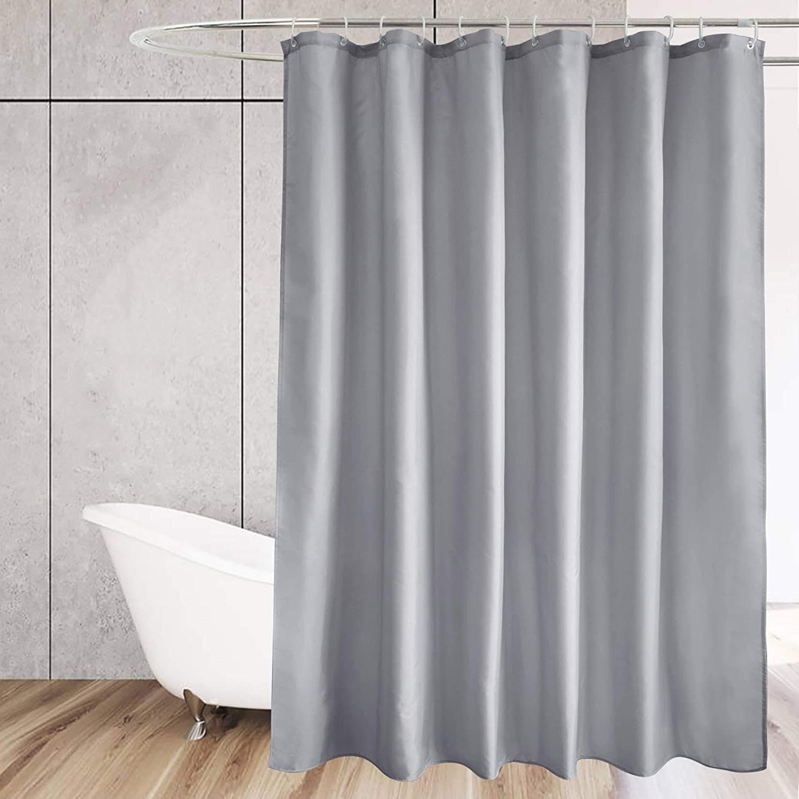 Shower Curtain Plain 120x220cm Mould Proof Resistant Extra Long Polyester Waterproof Shower Curtain Washable Heavy Duty Bathroom Curtains Bath Curtain With 12 White Plastic Hooks for Wetroom