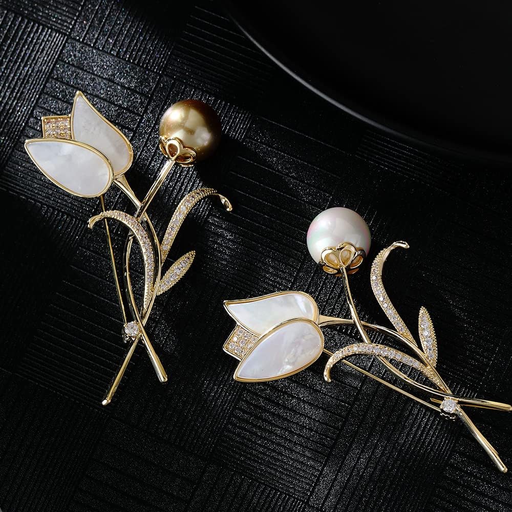 Pearl Brooch Broches Jewelry For Women Fashion Christmas Gifts Wife Mom Girlfriend, Anniversary Birthday Fine Jewelry Gifts for Her