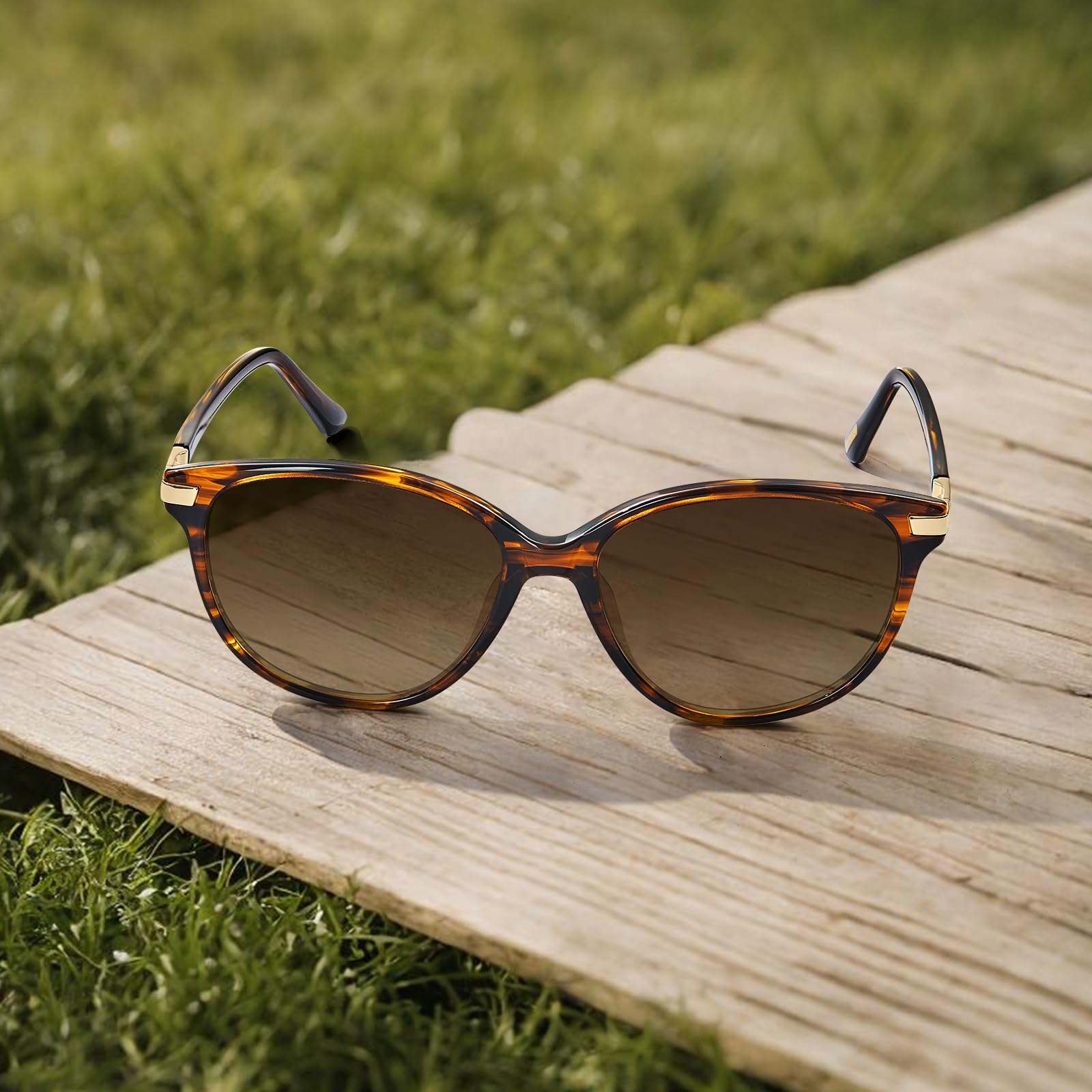 AVAWAY Cat-eye Lunettes de Soleil Femme Polarisées Vintage UV400 Protection