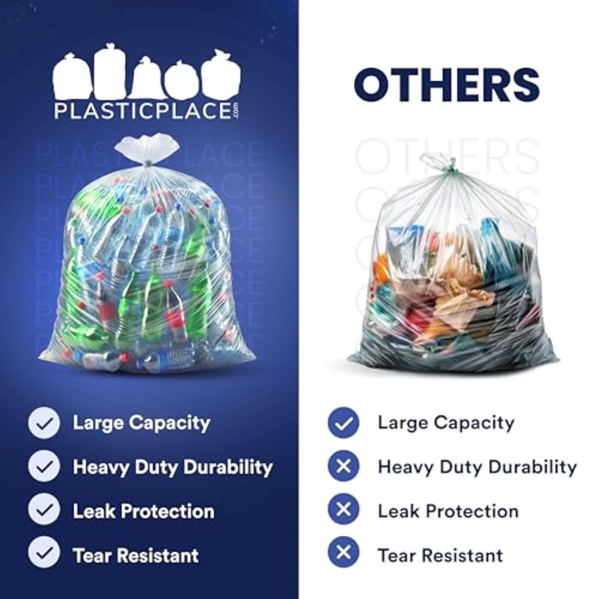 Plasticplace T55200CL Worki na Śmieci, 50 szt.