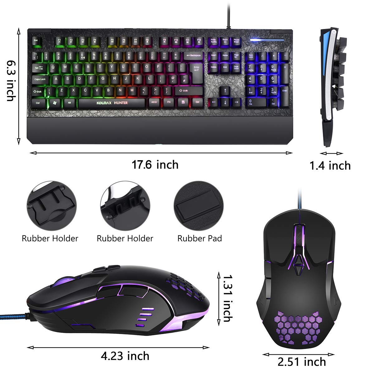 Gaming Keyboard and Mouse Combo Colorful lights Rainbow LED Backlit