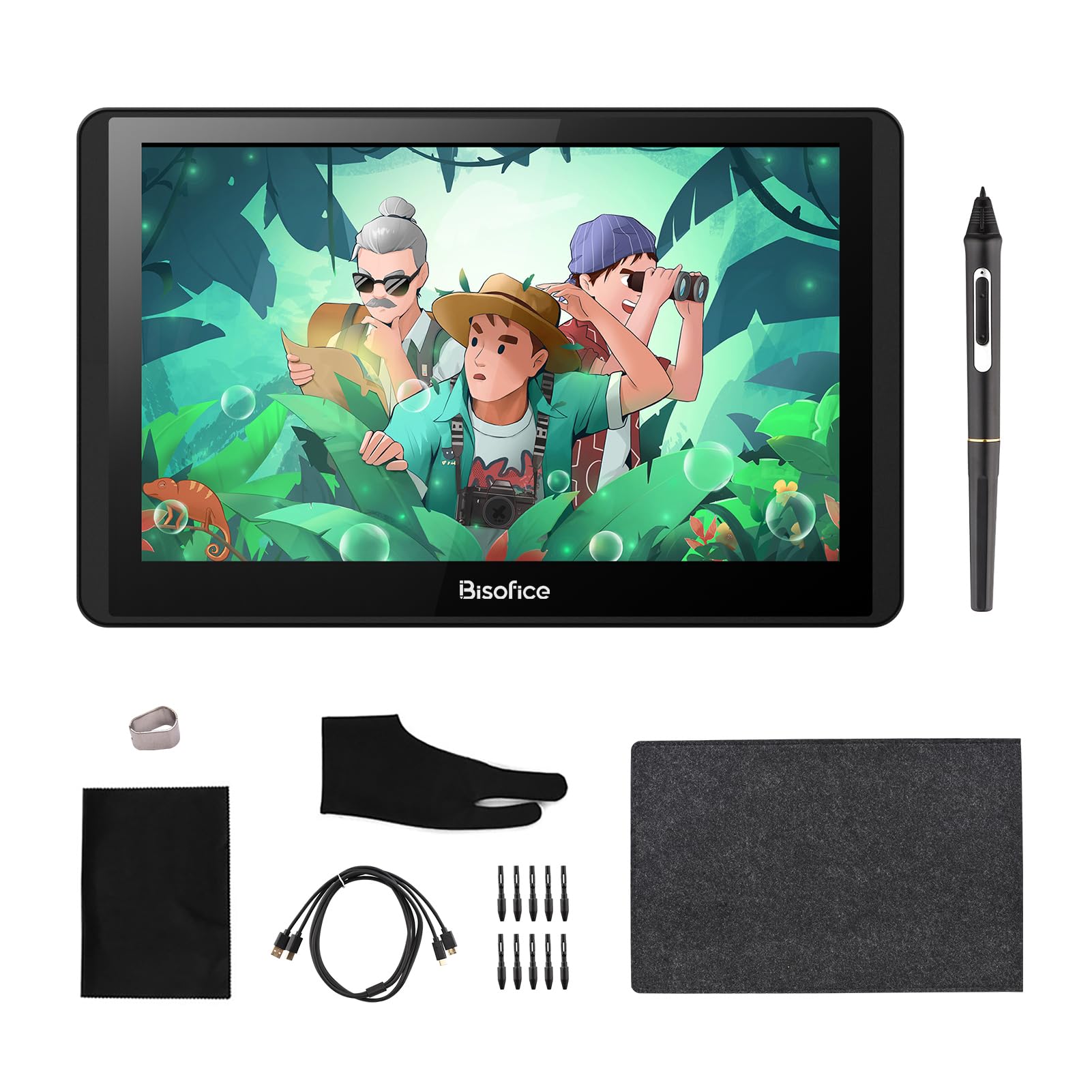 Walmeck Tablet per Computer Grafica, 12HD-A 11,6 Pollici di Disegno IPS Monitoraggio Tablet 1366x768 Display 8192 Livello di Pressione, Consumo a Basso Contenuto di USB MACOS