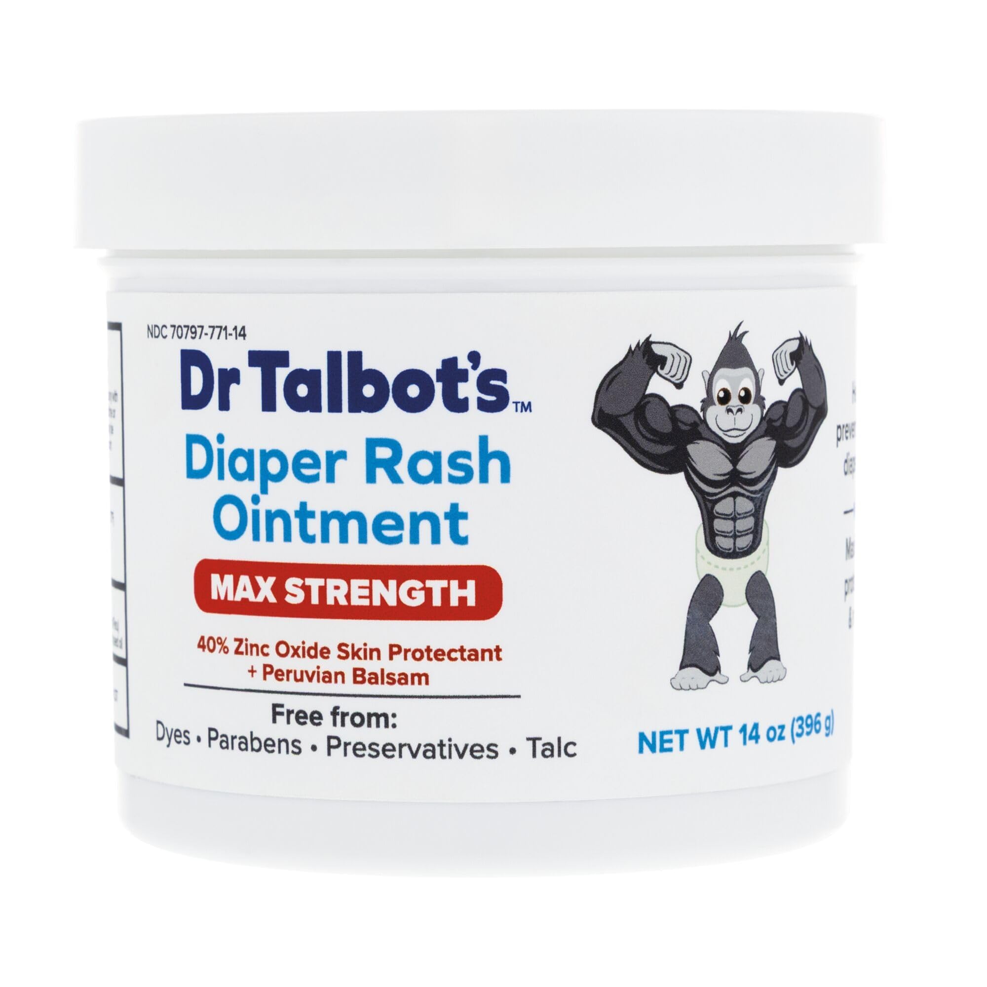 Dr. Talbot's Maximum Strength Diaper Rash Ointment - 14 oz - Zinc Oxide Skin Protectant with Peruvian Balsam - Treats and Prevents Rash