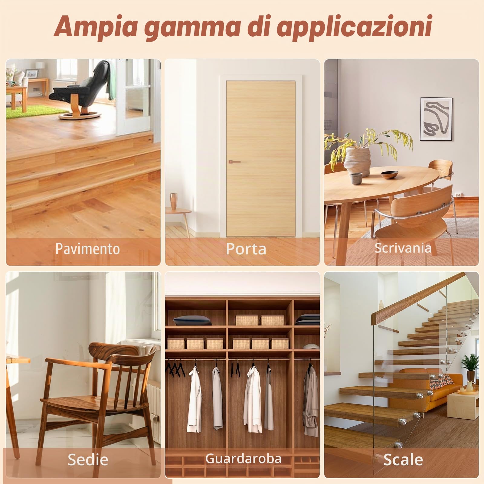 DEWEL Kit Riparazione Parquet, 6 Colori di Stucco Per Parquet, 100g di Stucco per Legno Bianco, Set di Riparazione in Laminato per Riparare Graffi e Fori nei Mobili in Legno (16 Pezzi)