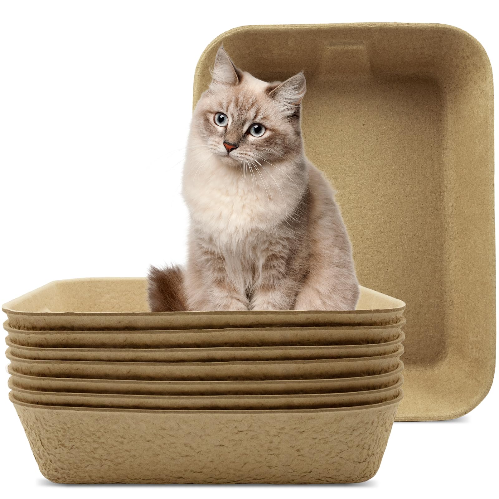 Confezione da 8 lettiere usa e getta per gatti, vassoi di carta portatili per lettiera, grandi e resistenti alle perdite, per conigli, piccoli animali, per interni ed esterni, 40,6 x 30,5 x
