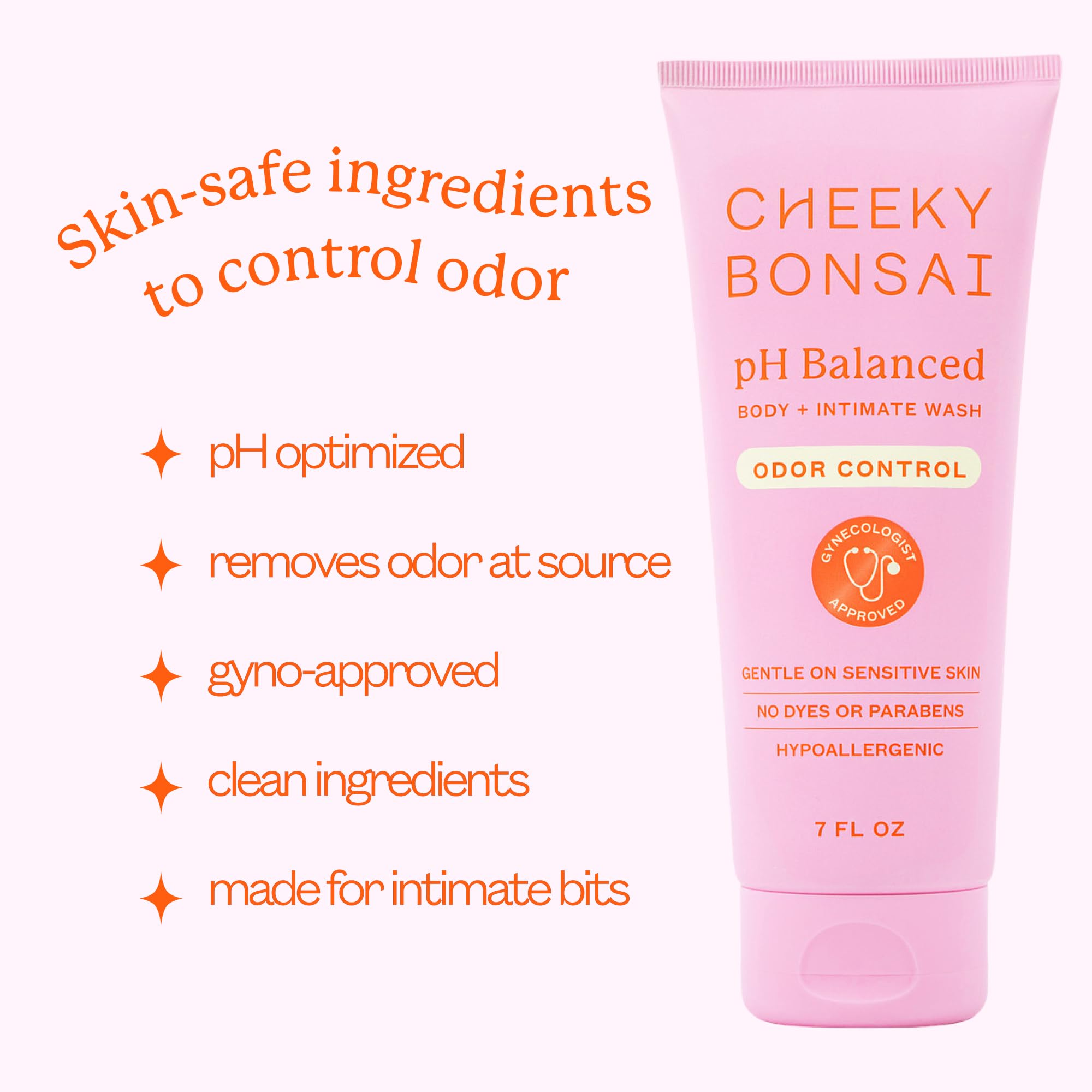 Cheeky Bonsai pH Balanced Feminine Wash for Women - Removes Odor - Gentle on Sensitive Skin - No Dyes or Parabens - Hypoallergenic - Gynecologist Approved (7 Ounces)