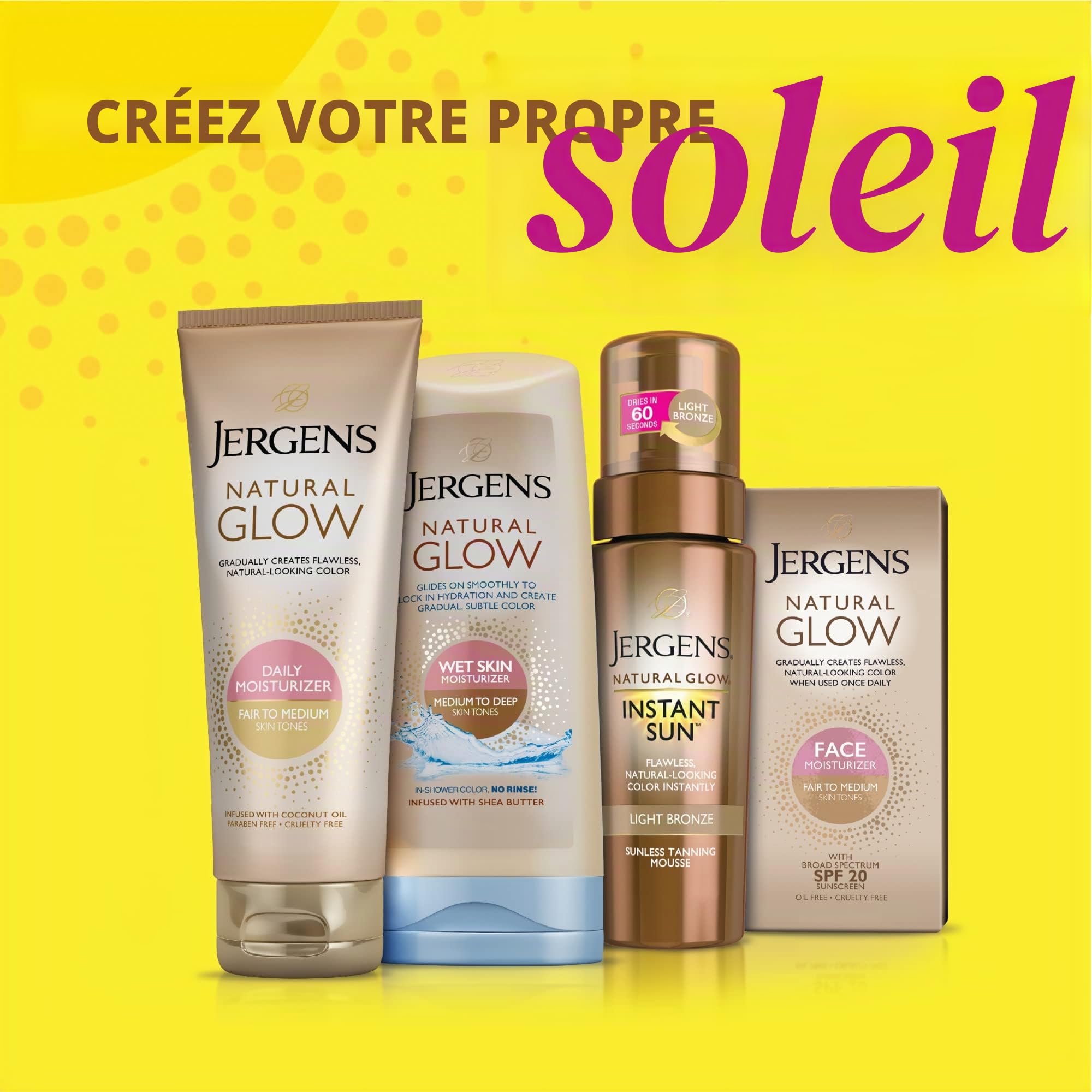Jergens Natural Glow Hydratant sous la douche, teint moyen à bronzé, lotion pour la peau humide de 7,5 onces, scelle l'hydratation avec une couleur progressive et impeccable