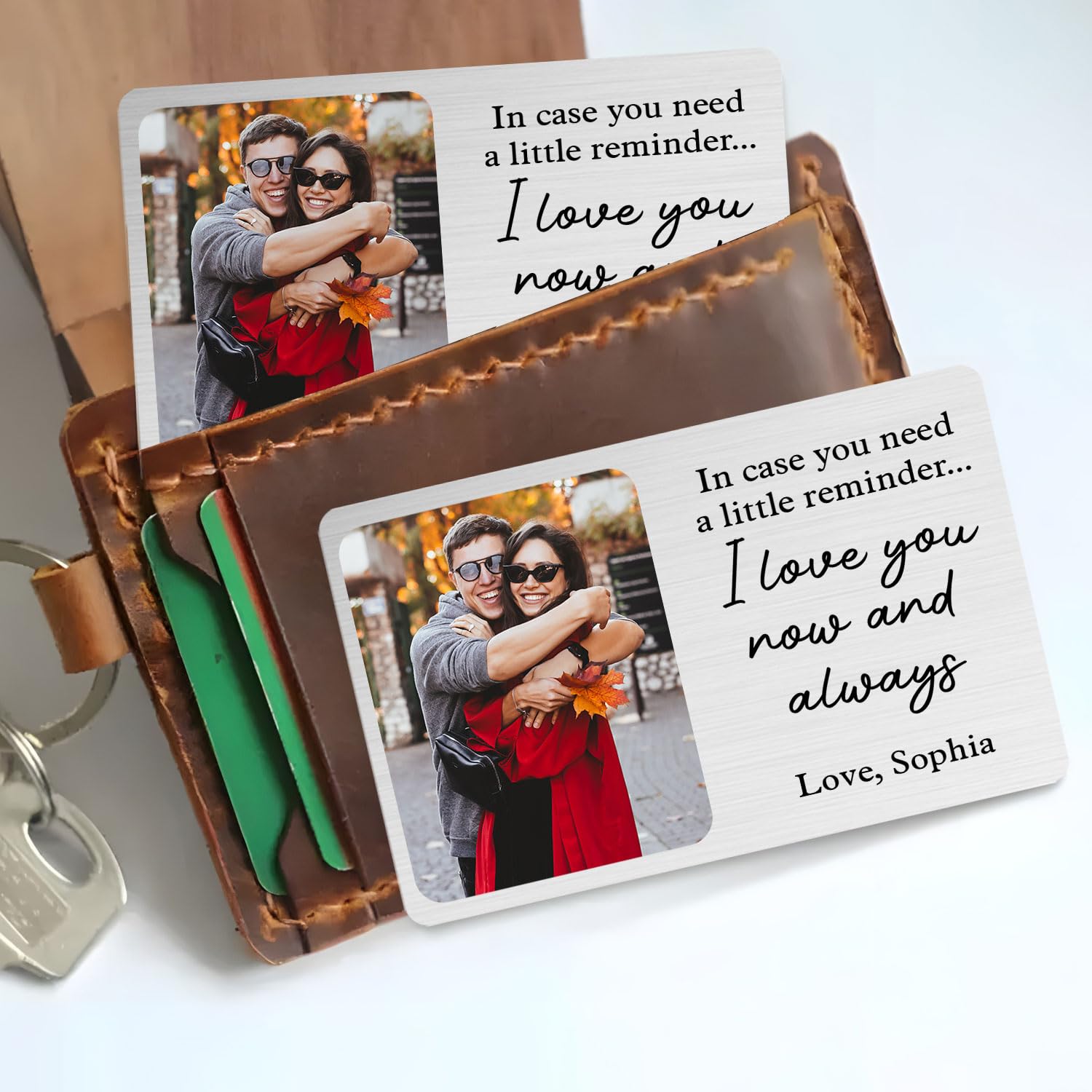 Hieprints Personalized Photo Metal Wallet Card Insert, Anniversary Cards For Husband, Dad, Boyfriend, Deployment, Custom Quotes Couples Message Love