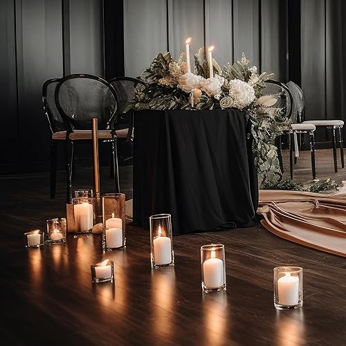 Miniatura 5 de Gerrii Paquete de 12 jarrones cilíndricos de vidrio, jarrón alto transparente para centros de mesa, portavelas flotante de huracán a granel para