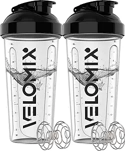 -2 Pack- 28 oz Protein Shaker Bottles for Protein Mixes - 2x Wire Whisk | Leak Proof Shaker Cups for Protein Shakes | Protein Shaker Bottle Pack | Shakers for Protein Shakes - 2xTransparent
