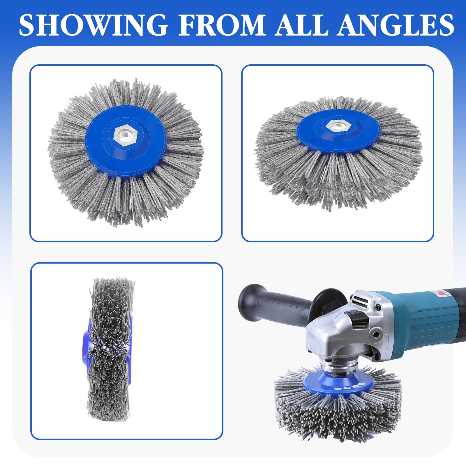 M14 Brosse de ponçage en nylon 150 mm Brosse ronde pour meuleuse d'angle, brosse de structuration, brosse de polissage pour bois et métal, 46/60/80/120 Grit Roue de tréfilage Machine à satiner (grain