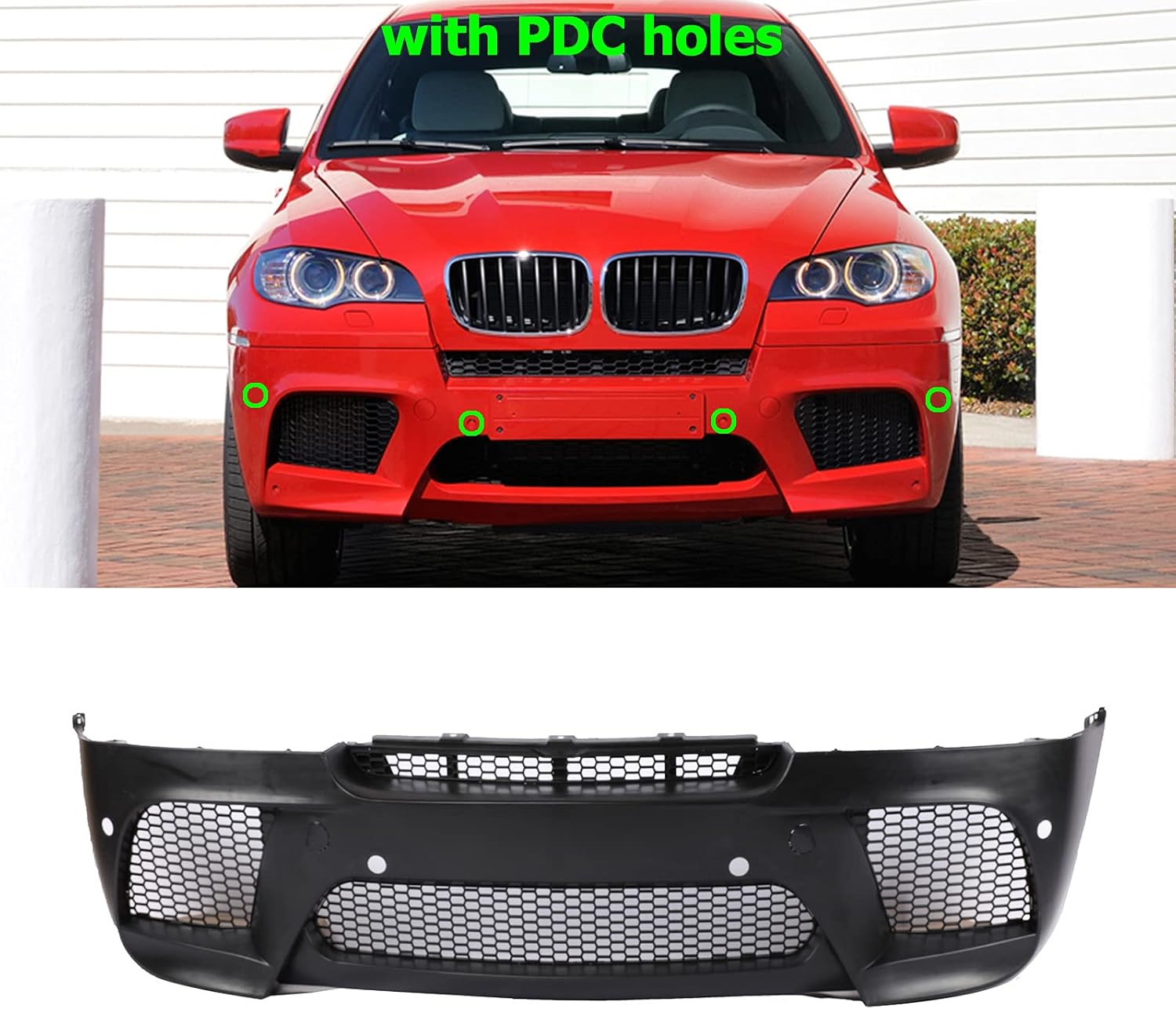 PENSUN X6M Performance Style Front Bumper Fit for 2007-2014 BMW E71 X6 W/PDC Holes