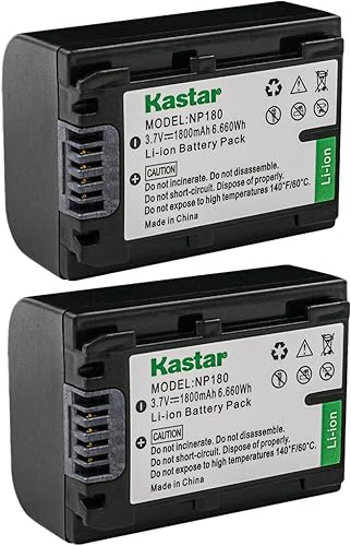 Miniatura 4 de Kastar Paquete de 4 baterías de repuesto de 3.7 V 1800 mAh para batería Ordro NP-180 NP180, ORDRO HDR-AE8 UHD 1080P 60FPS DV Cámara IR de visión