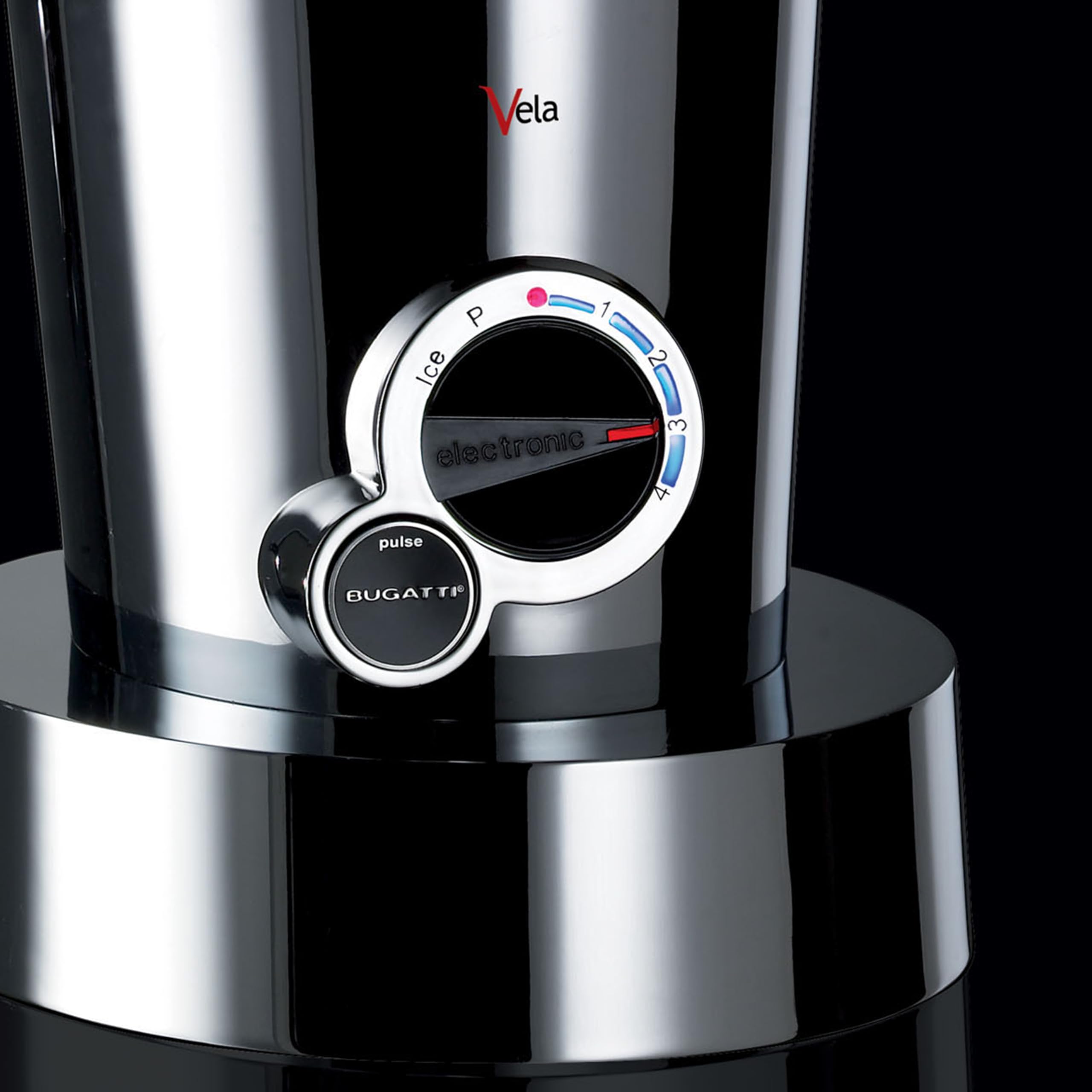 BUGATTI, Vela Evolution, Frullatore Elettrico per Frullati e Smoothie, Funzione Tritaghiaccio Inclusa, 4 velocità, Capacità 1.5 litri, 500 W, Design Innovativo (Rosso)