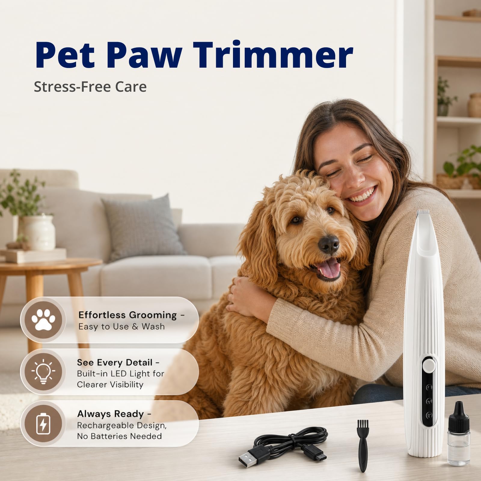 Silent Pet Paw Trimmer | Recortadora de patas inalámbrica para aseo