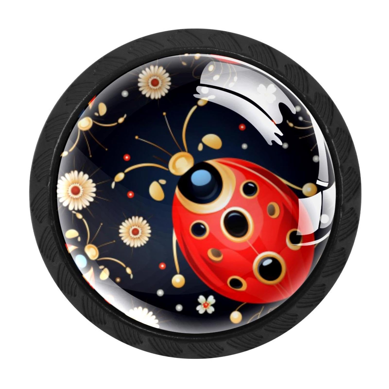 CHENZZZZ Ladybird Drawer Knobs Pull Handle Crystal Glass Circle Shape Cabinet Drawer Pulls Cupboard Knobs with Screws for Kitchen Cupboard Dresser Wardrobe etc