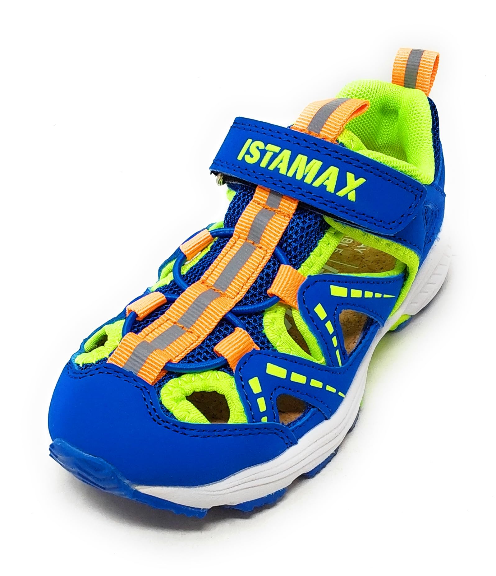 Scarpe Sportive Aperte Bambino IMCA3814,Mesh Traspirante,Blu Royal e Giallo Neon,A Strappo