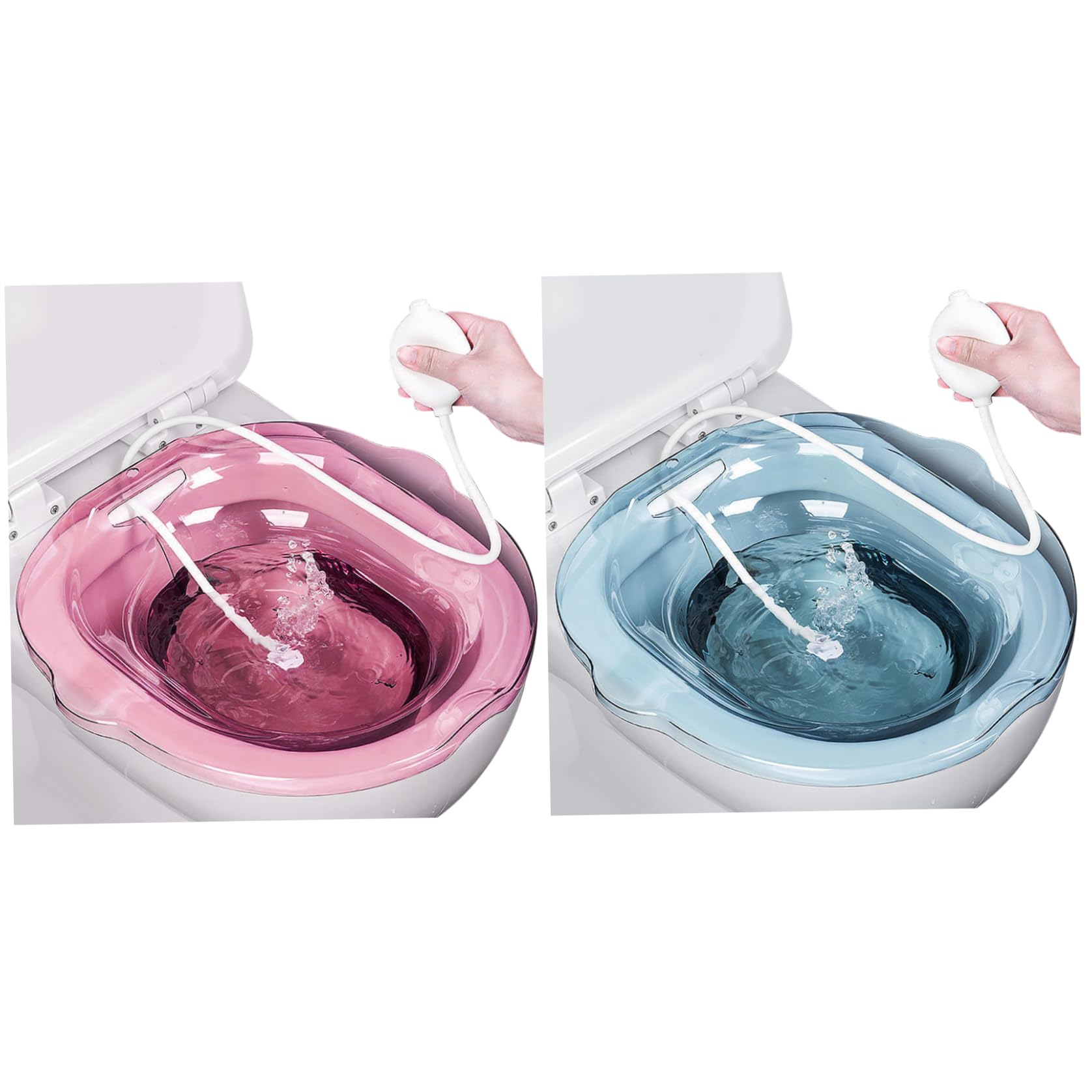 Baño Sitz para el inodoro, 2 piezas de bañera Sitz con más descaro, lavabo del asiento para el inodoro estilo 2, inodoros de inodoro, baño de sits para hemorroides, baños de sits con agujeros de dren