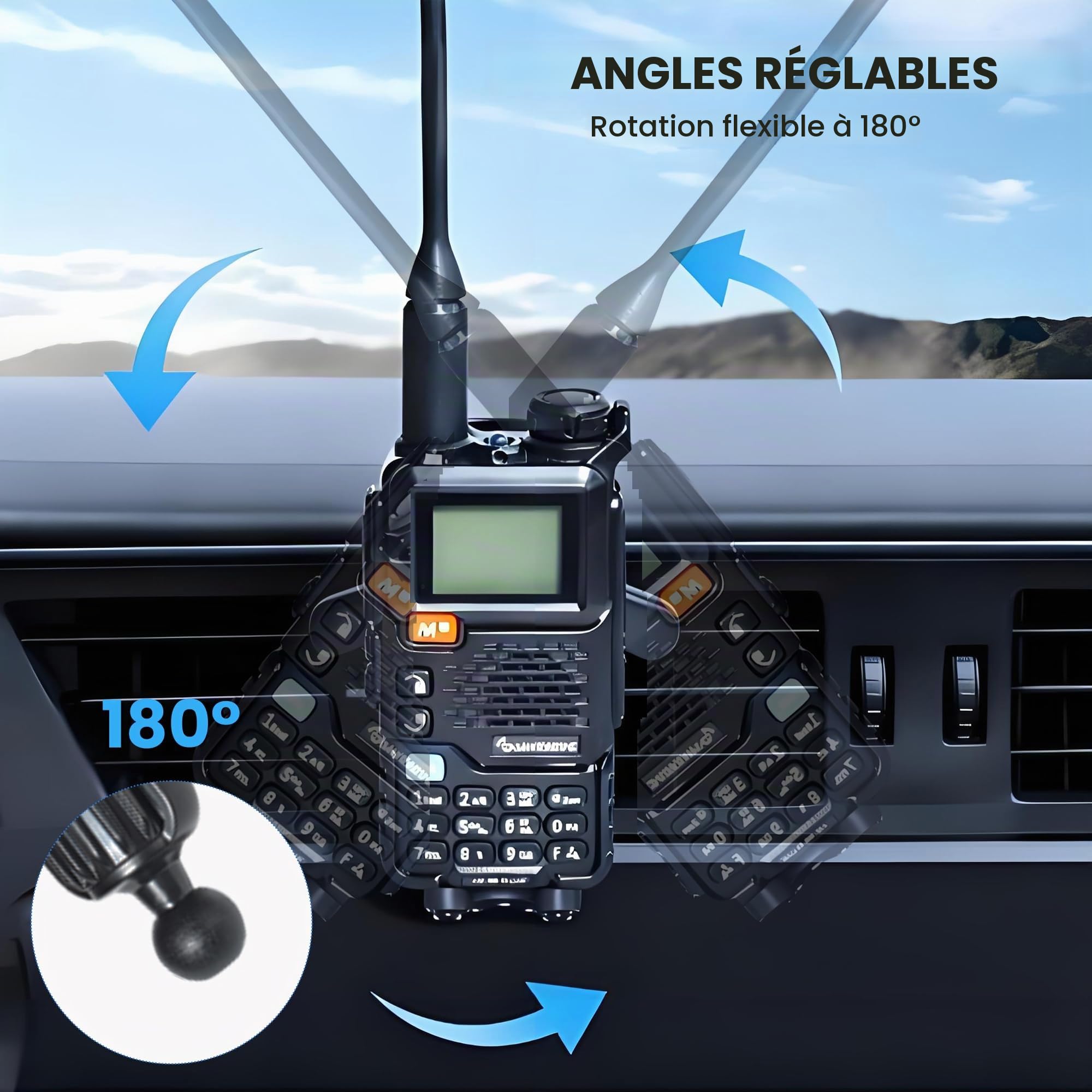 Support universel UAYESOK pour talkie-walkie compatible avec Motorola, Baofeng, Icom, Midland, Sepura, Cobra et Hytera