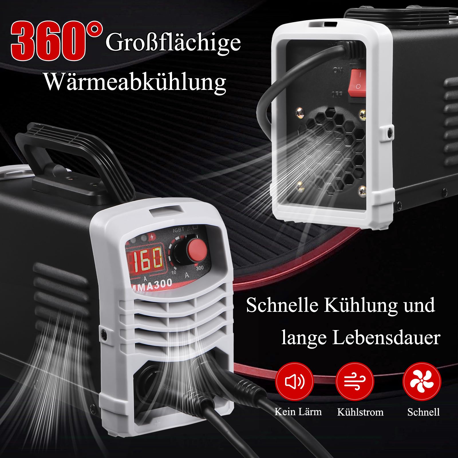 MMA300 Ultra Mini Inverter Schweißgerät,120A IGBT Elektroden Schweißgerät,MMA/ARC Handschweißgerät,Hotstart-Funktion,Kompakt, Leicht,LED-Anzeige,Überhitzungsschutz