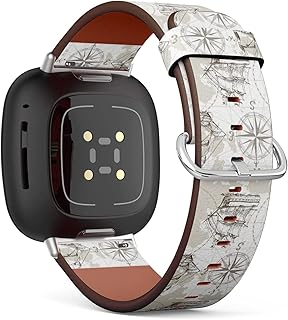 CJBROES Replacement Leather Watch Band, Compatible with Fitbit Versa 3 and Fitbit Sense of Wristband Bracelet Accessory - sea