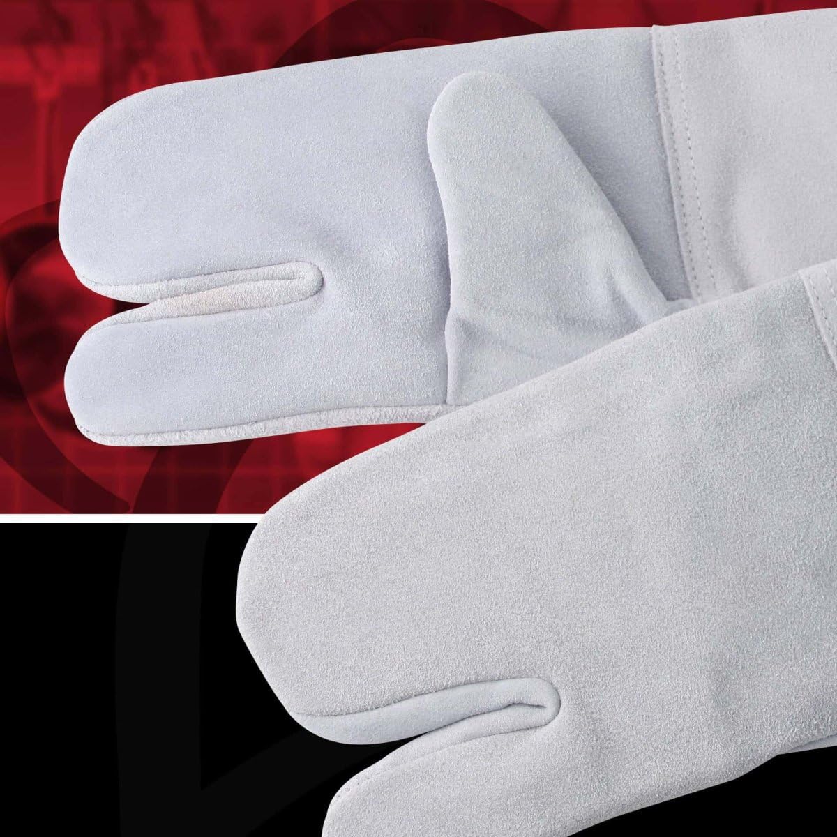 FMprofessional Koch-/Backhandschuhe, hochwertige Ofenhandschuhe aus hitzeresistentem Rindsleder, Topfhandschuhe zum Backen, Kochen und Grillen (Farbe: Grau), Menge: 2 Stück
