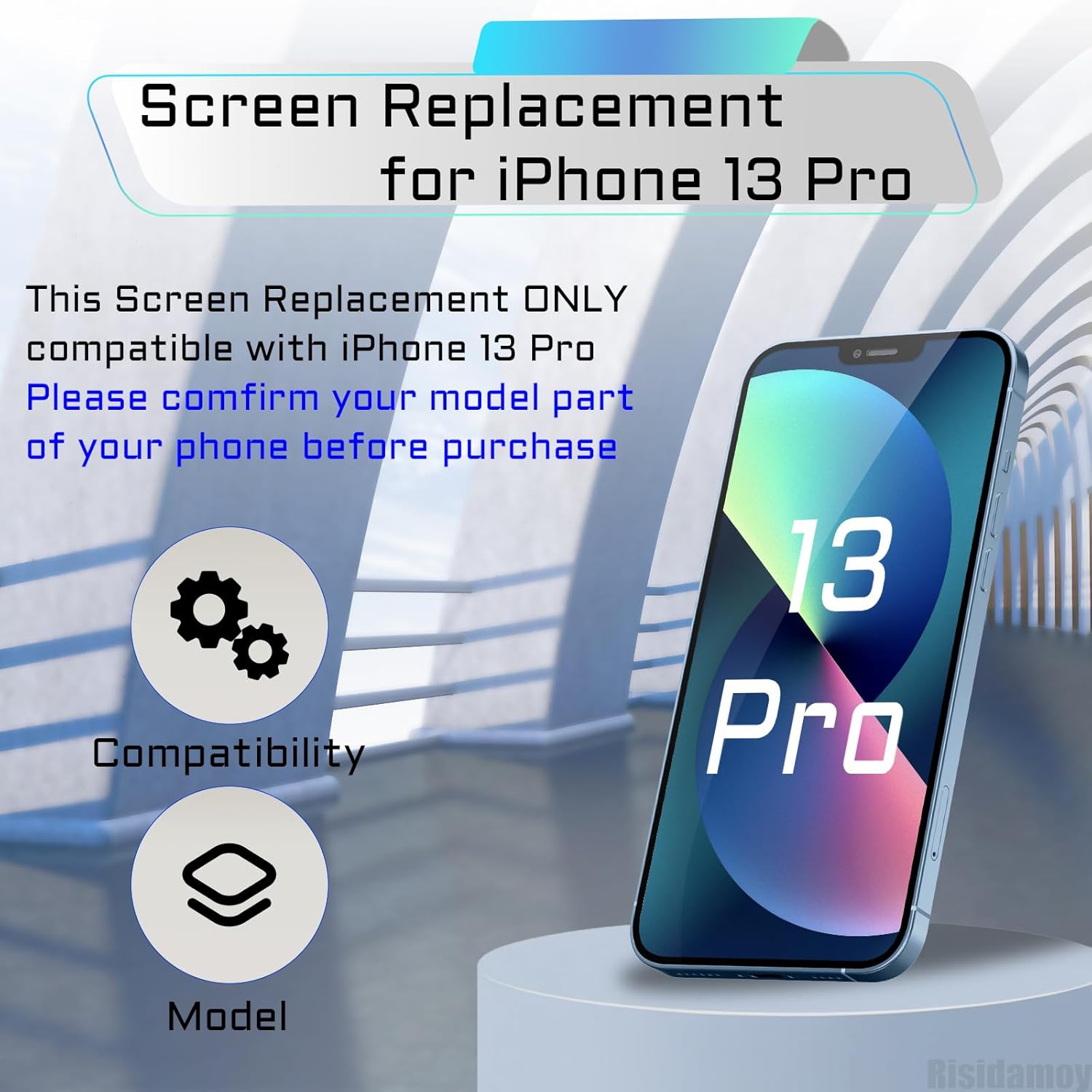 for iPhone 13 Pro Screen Replacement with Earpiece Flex Cable Proximity Sensor LCD Touch Display Digitizer Full Assembly with Front Glass Repair Tools Kits A2483 A2636 A2638 A2639 A2640