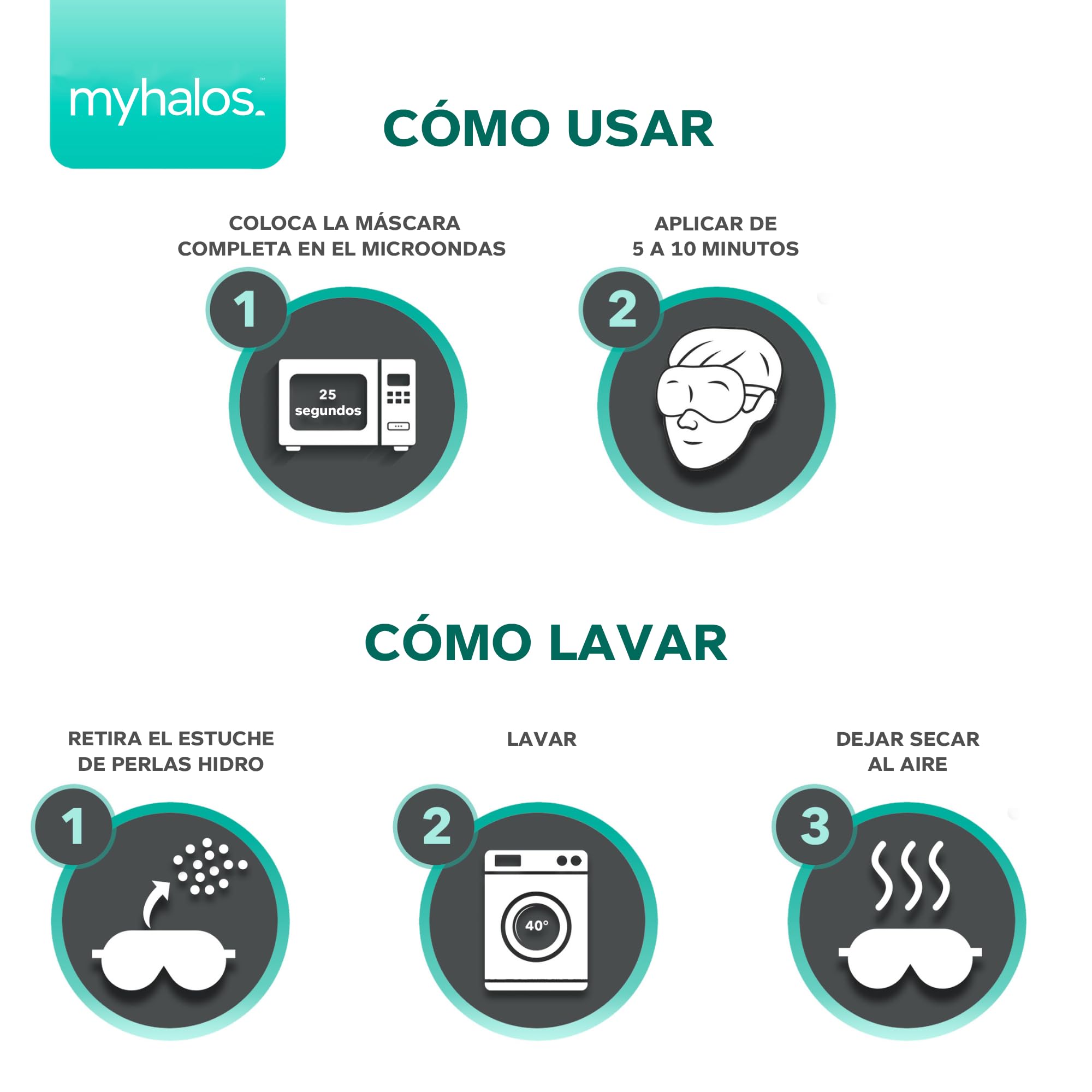 MyHalos® Antifaz Ojos Secos – Compresa Cálida para Ojos para Microondas – Antifaz Blefaritis y Orzuelos – Antifaz Calor Ojos Incluye Correa Ajustable y Funda — view 4