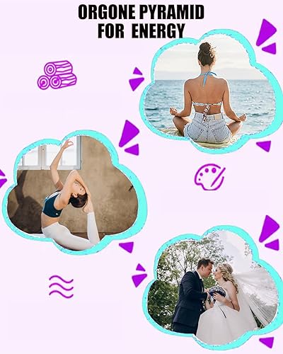 Miniatura 6 de HORNYPOOT Pirámide de orgón de 2 pulgadas para meditación, cristales de amatista y piedras curativas, estante de oficina, escritorio, sala de estar,