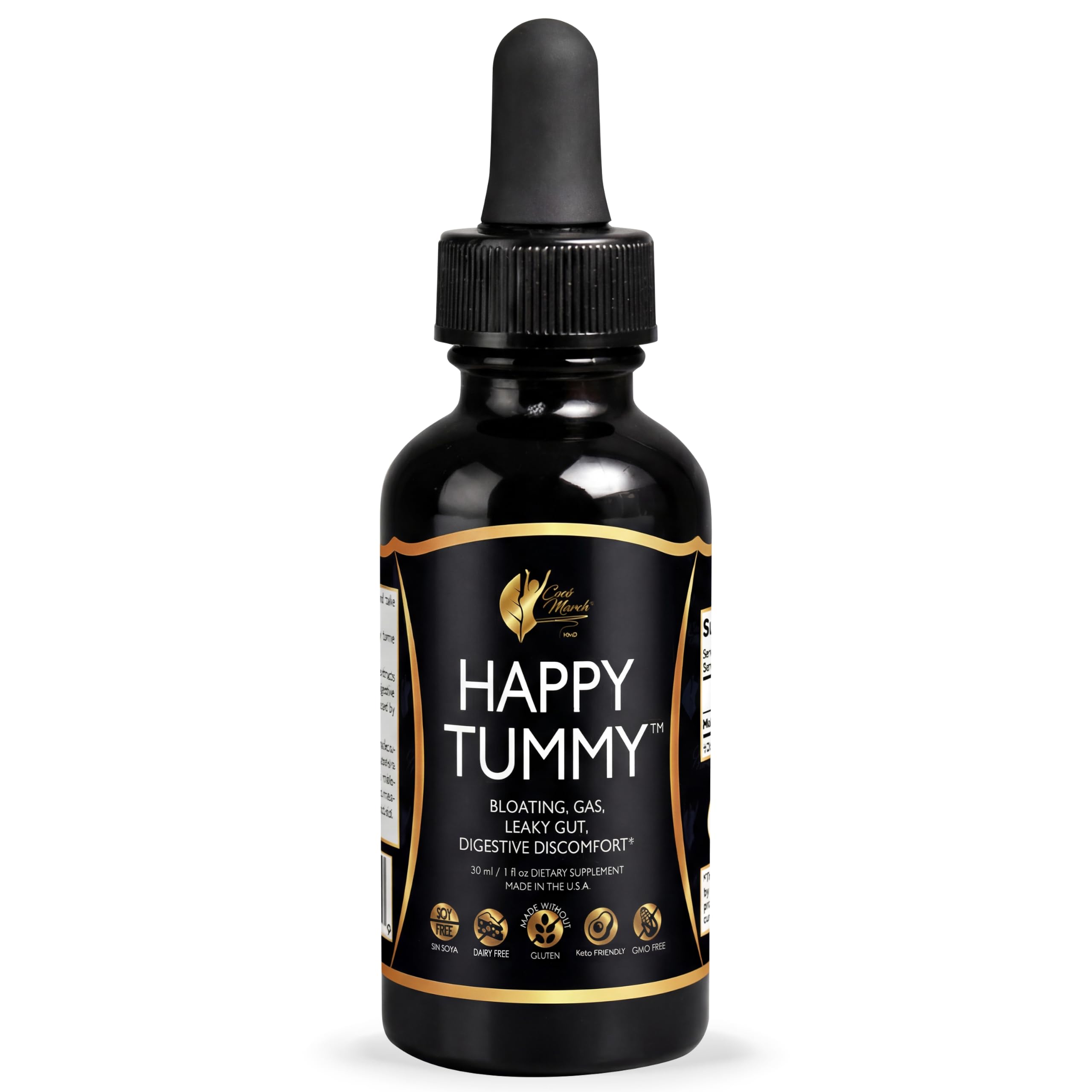 Cocó March N.M.D. Happy Tummy – Bloating Relief for Women & Men – Gut & Digestive Health Drops with Humic Acid – Gas Relief & Debloating Support – 70 Servings, 1.0 fl oz