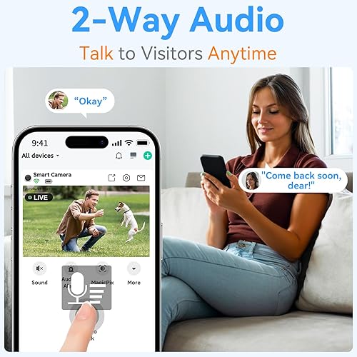 Miniatura 9 de Cámara de seguridad magnética inalámbrica, paquete de 4 unidades de detección de movimiento AI, video HD 2K, funciona con pilas, facilidad de