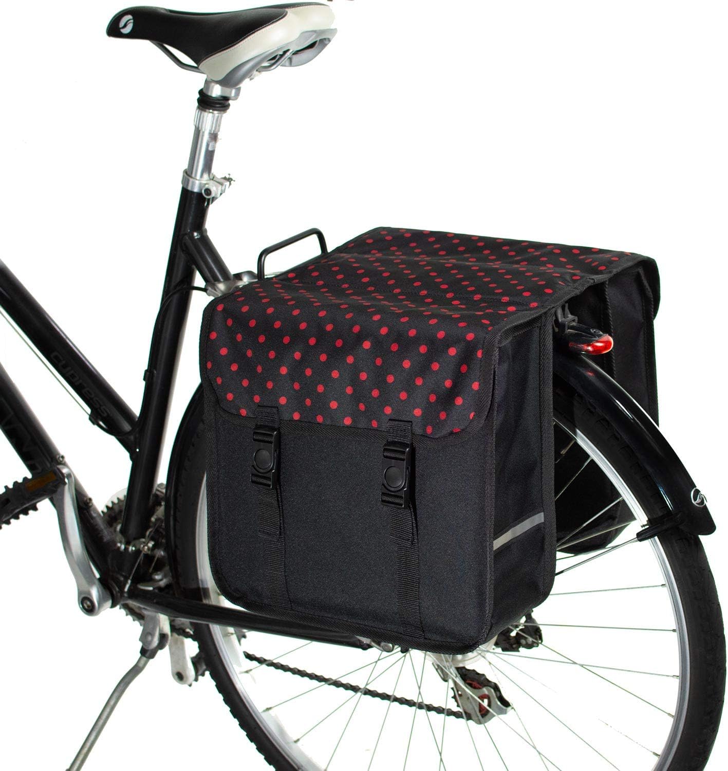 BikyBag Classic - Bicycle Double Panniers Fashion Bicycle Cycle Bike Bag Women's - Mens (Red Polka Dots)