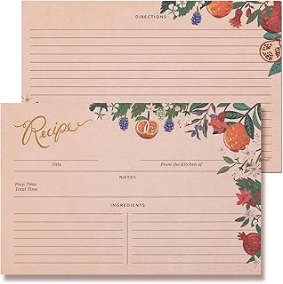 Recipe Cards 4x6 Double-Sided, 24-Pack Blank Recipe Cards, Tuscan Blooms...