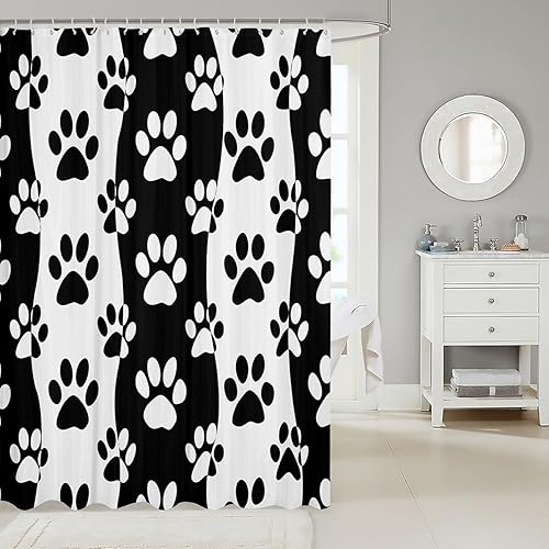 Miniatura 8 de Manfei Cortinas de ducha para niños con diseño de dibujos animados, con diseño de huesos y patas de perros, bonitas cortinas de baño para niñas,